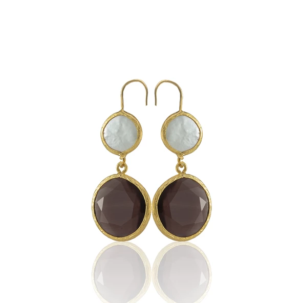 Kadir Jewellery 22 Ayar Altın Kaplama Kadın İnci Küpe -El İşçiliği Ve Hipoalerjenik Küpe - Resim 8