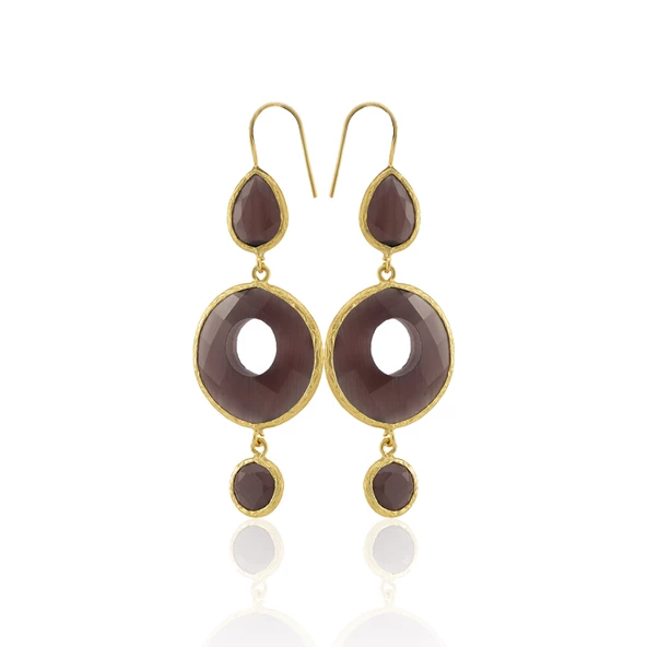 Kadir Jewellery 22 Ayar Altın Kaplama Kadın Sallantılı Küpe -El İşçiliği Ve Hipoalerjenik Küpe - Resim 8