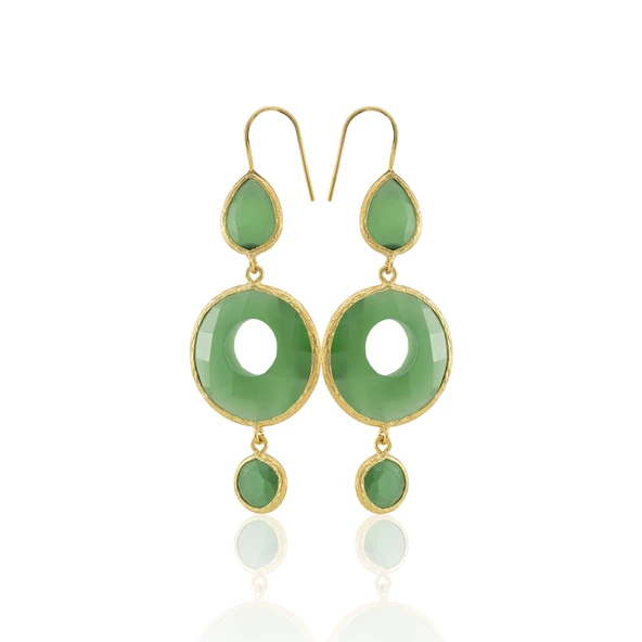 Kadir Jewellery 22 Ayar Altın Kaplama Kadın Sallantılı Küpe -El İşçiliği Ve Hipoalerjenik Küpe - Resim 3