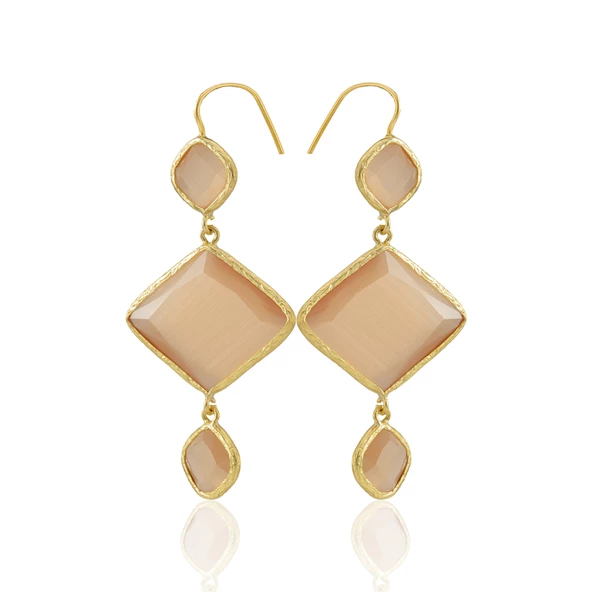 Kadir Jewellery 22 Ayar Altın Kaplama Kadın Sallantılı Küpe -El İşçiliği Ve Hipoalerjenik Küpe - Resim 7