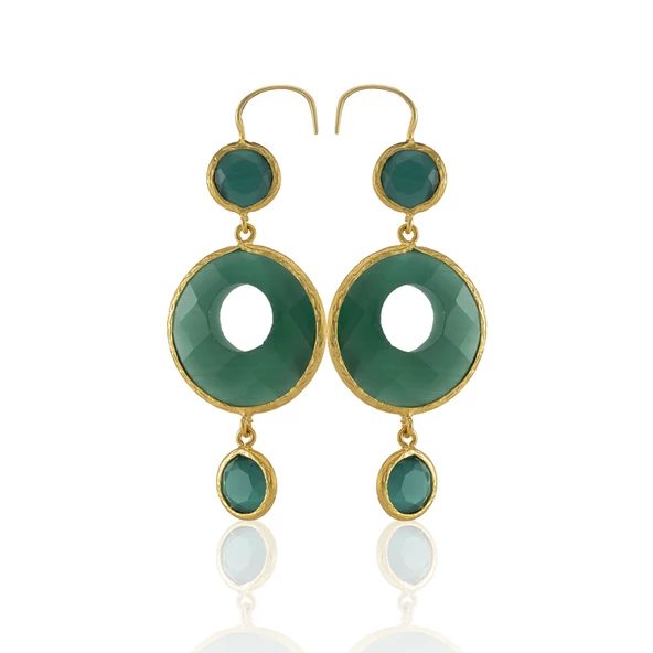 Kadir Jewellery 22 Ayar Altın Kaplama Kadın Sallantılı Küpe -El İşçiliği Ve Hipoalerjenik Küpe
