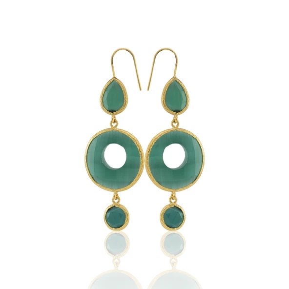 Kadir Jewellery 22 Ayar Altın Kaplama Kadın Sallantılı Küpe -El İşçiliği Ve Hipoalerjenik Küpe - Resim 2