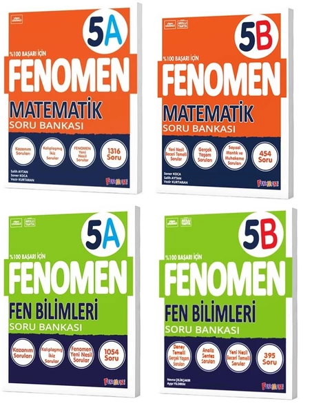 Fenomen Okul 2025 5. Sınıf Matematik + Fen Bilimleri A + B Soru Bankası Seti 4 Kitap - Resim 2