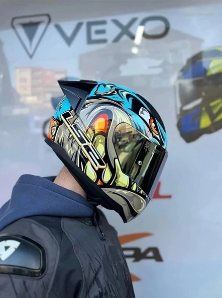 LS2 RAPID 2 RACE NEO MAVİ-SARI KASK+SPOILER+GOLD CAM(ŞEFFAF+GOLD CAM) - 4