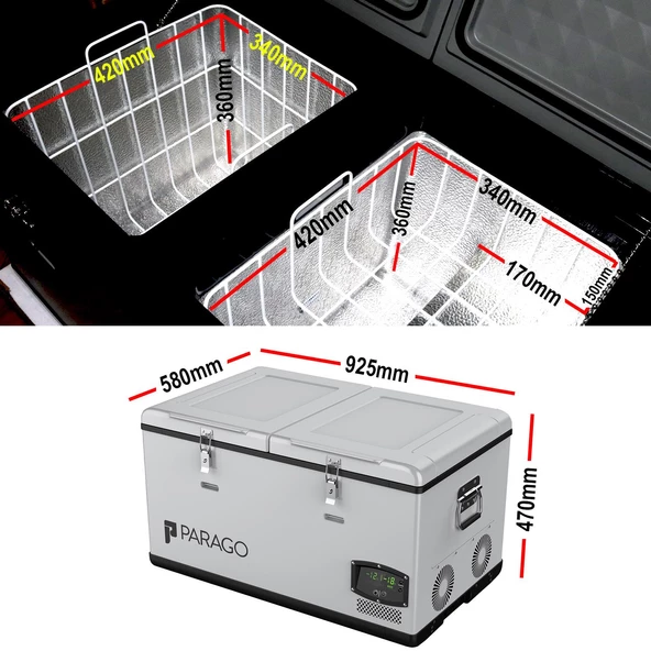 Parago Pg95 12/24Volt 95 Litre Çift Bölmeli Outdoor Kompresörlü Oto Buzdolabı - 8