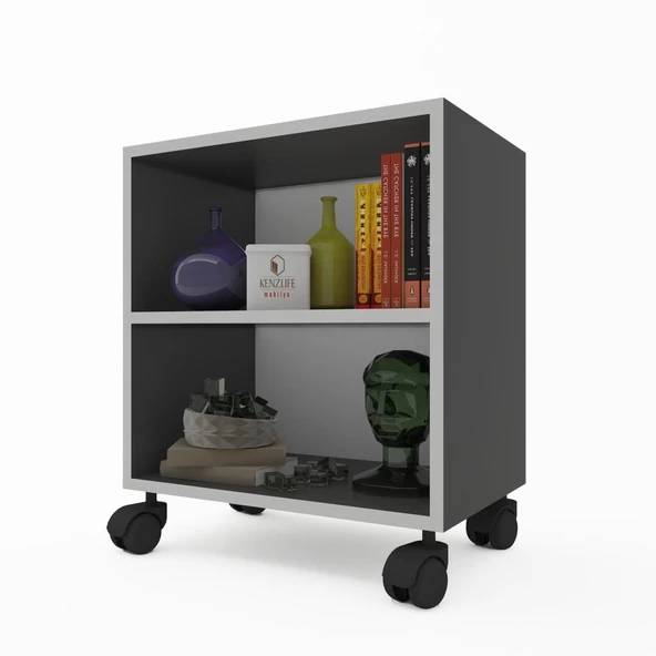 Kenzlife mutfak dolabı raziye 068*050*030 gri tekerlekli banyo evrak ofis ayakkabılık kiler ürün görseli