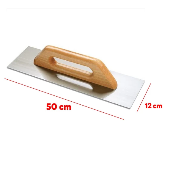 Metal Ahşap Sap Sağlam Alçı Mala 50 cm Harç Derz Sıva Yüzey Duvar Düzleştirme Fugas Malası Saten - 3