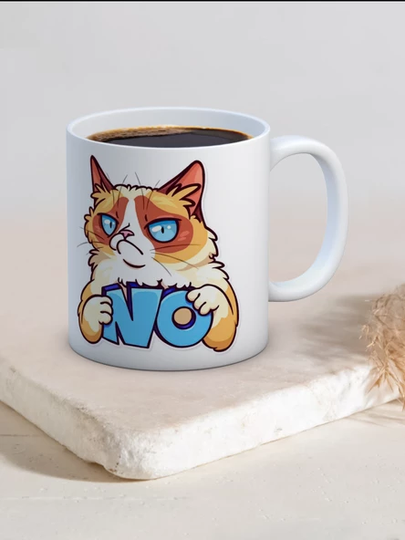 Baskılı Kupa Bardak Seramik Mug - No - Resim 4