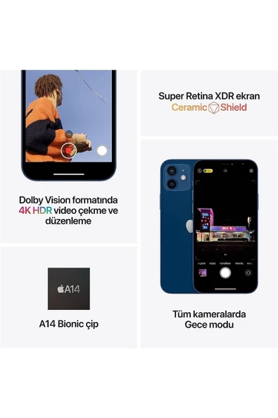 iPhone 12 128 GB Siyah Cep Telefonu Aksesuarsız Kutu (Apple Türkiye Garantili) - 6