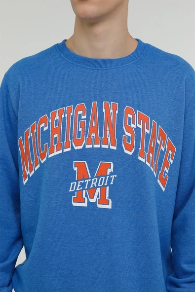 Superfly Michigan State Bisiklet Yaka Erkek Sweatshirt SPF101232313121 - Resim 5