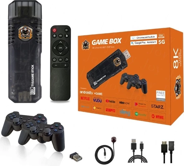 Byoztek 5g 8k Ultra Hd 64 GB Tv Box + Game Box Android Tv + Oyun Konsolu 2in1 Youtube Netflix Etc