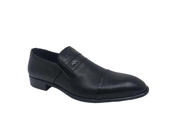 Zerhan 282 Erkek Siyah Hakiki Deri Makosen Ayakkabı - Resim 4