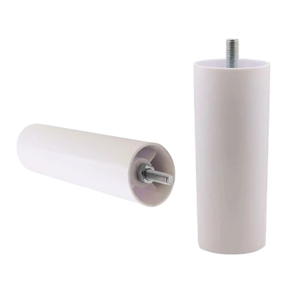 8 Adet Silindir Destek Ayağı 15 cm Beyaz Gizli Ayak M8 Civatalı İnce Diş Mobilya Kanepe Baza Koltuk Ayakları - 5