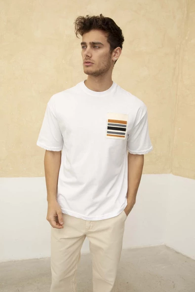 Erkek Sol Cep Detaylı Regular Fit Bisiklet Yaka T-Shirt - 8