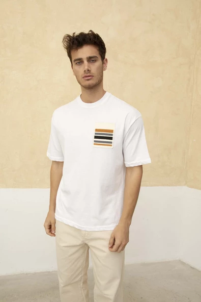 Erkek Sol Cep Detaylı Regular Fit Bisiklet Yaka T-Shirt - 7