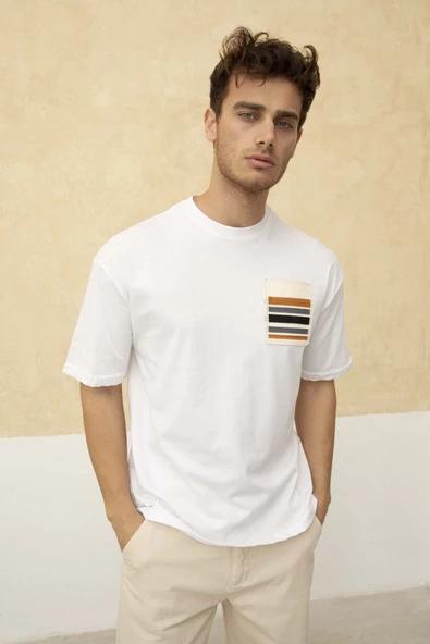 Erkek Sol Cep Detaylı Regular Fit Bisiklet Yaka T-Shirt - 9