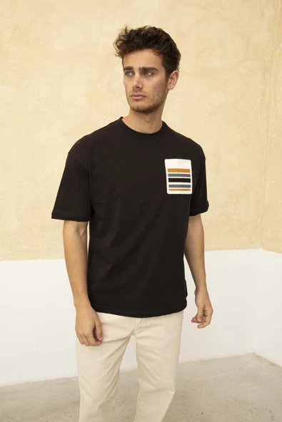 Erkek Sol Cep Detaylı Regular Fit Bisiklet Yaka T-Shirt - 2