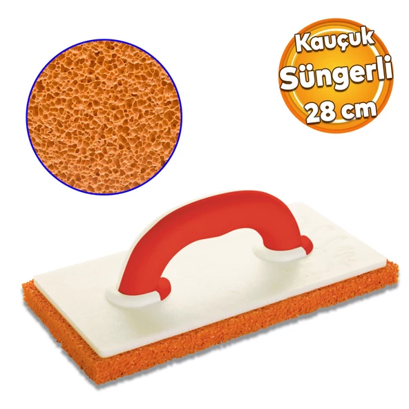 Kauçuklu Süngerli Plastik Mala 28 cm İnce Sıva Perdah Fayans Yüzey Temizlik Malası