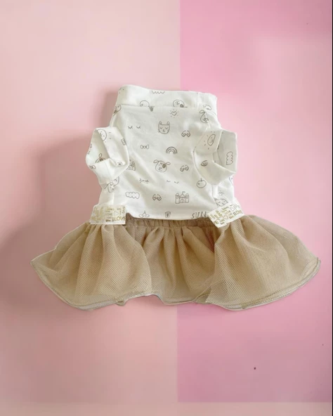 Creamy Fuchia Tütülü Köpek Elbisesi,  Kıyafeti Tutu - 6