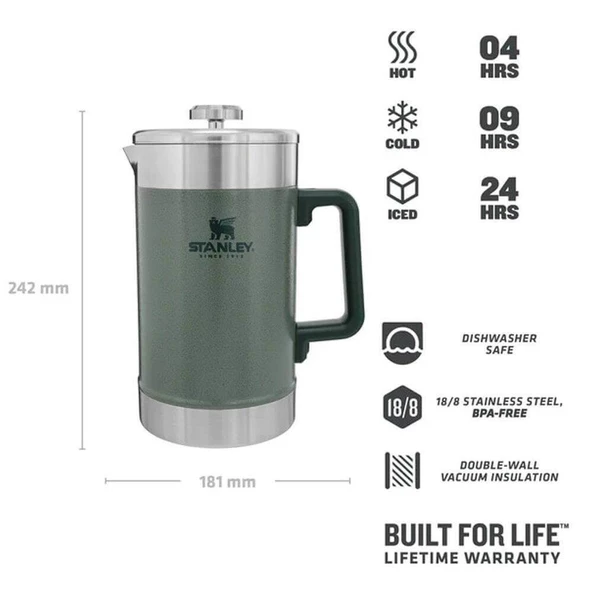 Stanley 10-02888-048 Klasik French Press Termos 1.4 Lt Yeşil - 2