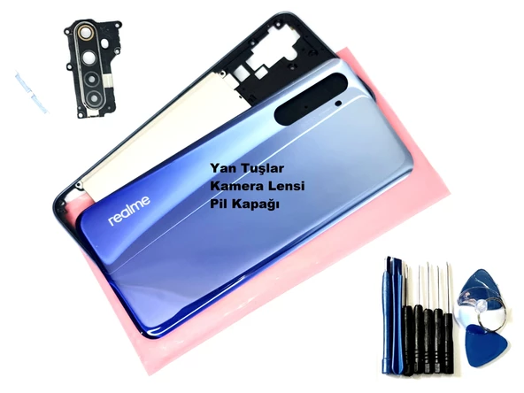 Tkgz Oppo Reno 6 KASA Arka Pil Batarya Kapağı (TAMİR SETİ) MAVİ ürün görseli 1