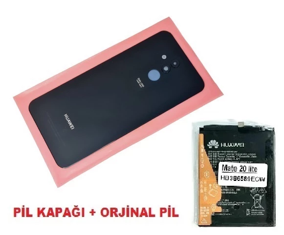 Huawei Uyumlu MATE 20 Lite Arka Pil Batarya Kapağı + PİL (LENSLİ CAM) SİYAH ürün görseli 1