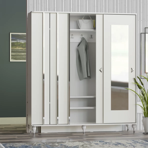 VİLZA SÜRGÜ KAPAKLI AYNALI PORTMANTO VESTİYER - 2