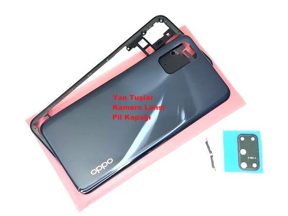 Oppo A52 KASA Arka Pil Batarya Kapağı (TAMİR SETİ) SİYAH - Resim 2