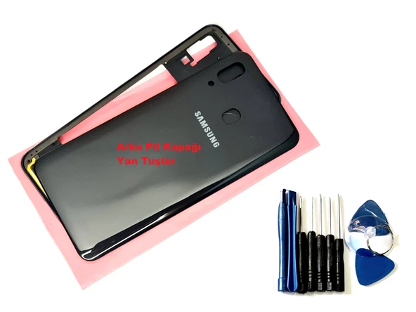 Samsung Galaxy A20 A 205 KASA Arka Pil Batarya Kapağı (TAMİR SETİ) SİYAH