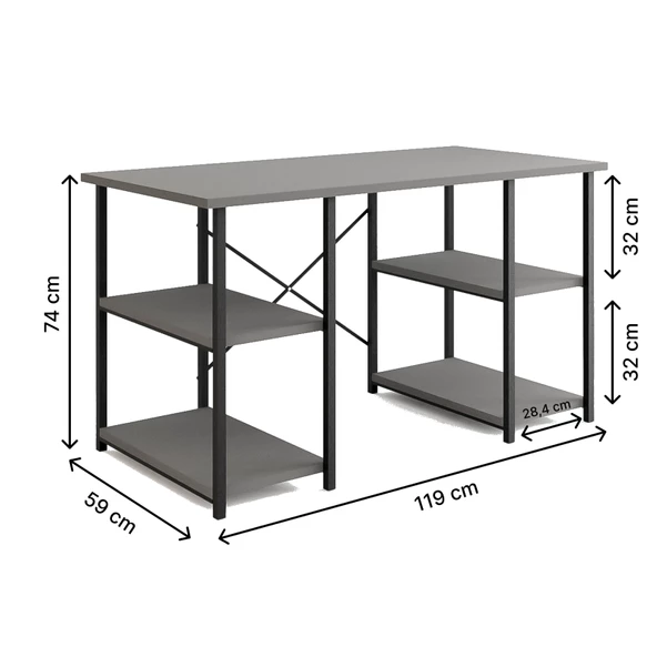 Eportatif 4 Raflı Çalışma Masası Beyaz 60x120 - 7
