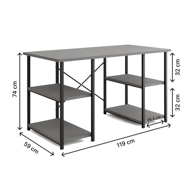 Eportatif 4 Raflı Çalışma Masası Çam 60x120 - 7