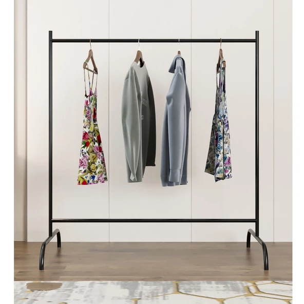 Eportatif Konfeksiyon Askısı Ayaklı Askılık Elbise Askılığı Siyah - 2