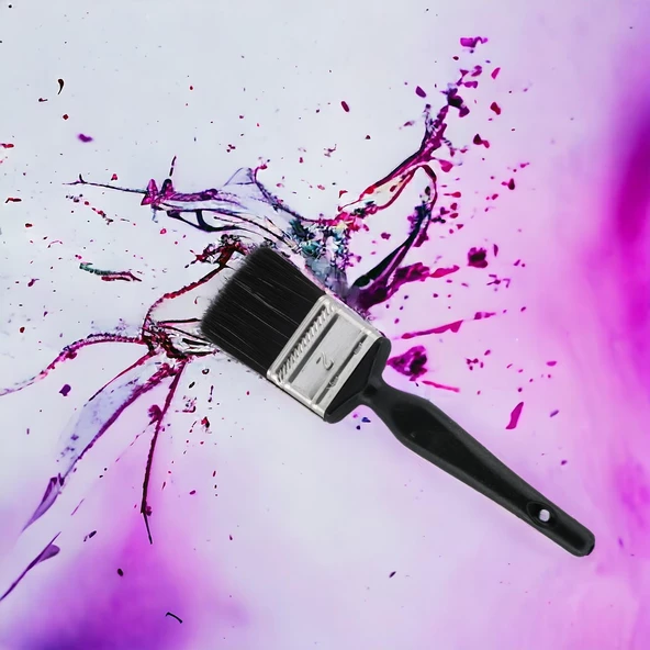 Plastik Saplı Yağlı Boya Fırça No: 2 Resim Ressam Fırçası Hobi Sanat Duvar Metal Ahşap Boyama - 6