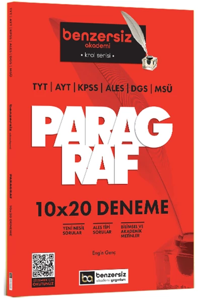 TYT AYT KPSS ALES DGS MSÜ Kral Serisi Benzersiz Paragraf 10x20 Deneme Benzersiz Akademi Yayınları