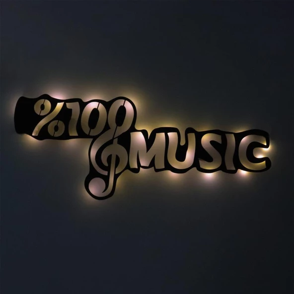 Veraart Işıklı %100 Music Müzik Temalı Tablo Duvar Dekorlu Gece Lambası
