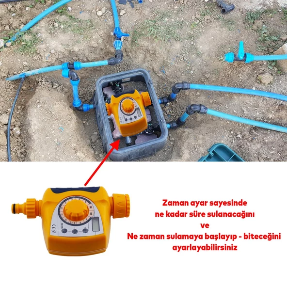 Elektronik Dijital Tek Çıkışlı Pilli Otomatik Sulama Ayarlı Zamanlayıcısı Bahçe Su Temizleme - 3