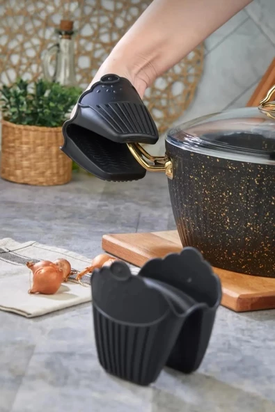 Nishev Silikon Fırın Eldiveni Isı Yalıtımlı Kaymaz Mikrodalga Fırın Tencere Tepsi Tutma Eldiveni - 6