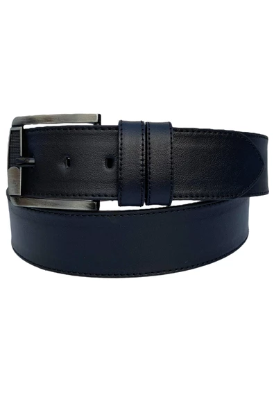 Siyah Suni Deri Kenarları Dikişli Düz Model 4.5 Genişlik Unisex Spor Kemer - 4500-10 - Resim 2