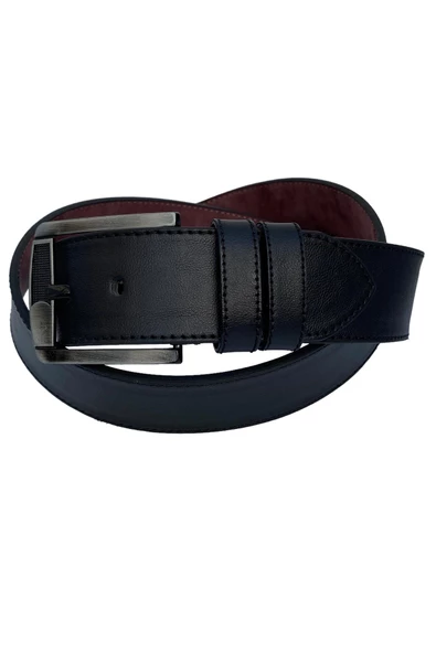 Siyah Suni Deri Kenarları Dikişli Düz Model 4.5 Genişlik Unisex Spor Kemer - 4500-10 - Resim 3