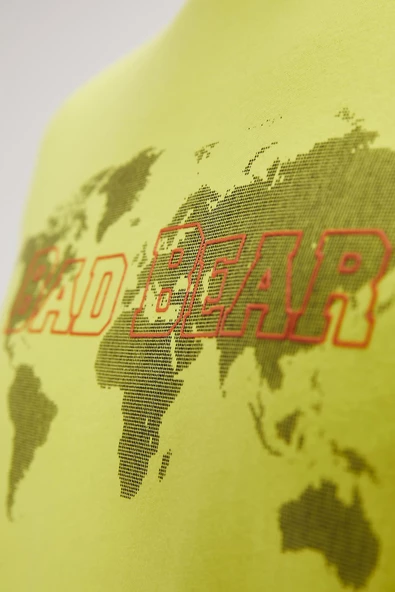 Bad Bear Globe T-Shirt Erkek T-Shirt 24.01.07.030 Açık Yeşil - Resim 3