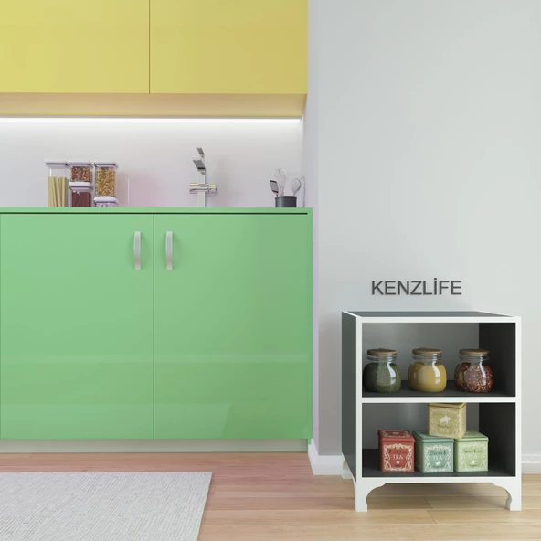 Kenzlife kitaplık tuğçe 048*040*020 gri ayaklı mutfak dolabı banyo ofis ayakkabılık kiler - Resim 3