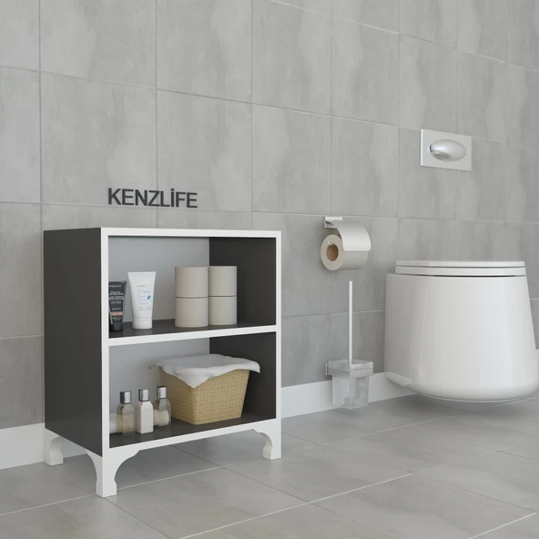 Kenzlife kitaplık tuğçe 048*040*020 gri ayaklı mutfak dolabı banyo ofis ayakkabılık kiler - Resim 4