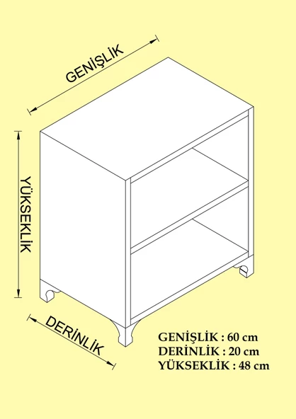 Kenzlife kitaplık tuğçe 048*060*020 cvz ayaklı mutfak dolabı banyo ofis ayakkabılık kiler - Resim 7
