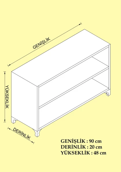 Kenzlife kitaplık tuğçe 048*090*020 cvz ayaklı mutfak dolabı banyo ofis ayakkabılık kiler - Resim 2
