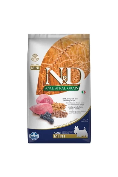 N&D Ancestral Grain Kuzu, K.Buğday, Yulaf & Yabanmersini Küçük Irk Yavru Köpek Maması 2,5 Kg