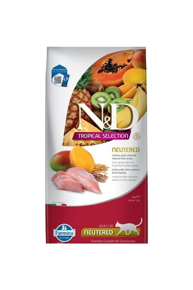 N&D Tropikal Selection Tavuklu Kısırlaştırılmış Yetişkin Kedi Maması 10 Kg ürün görseli