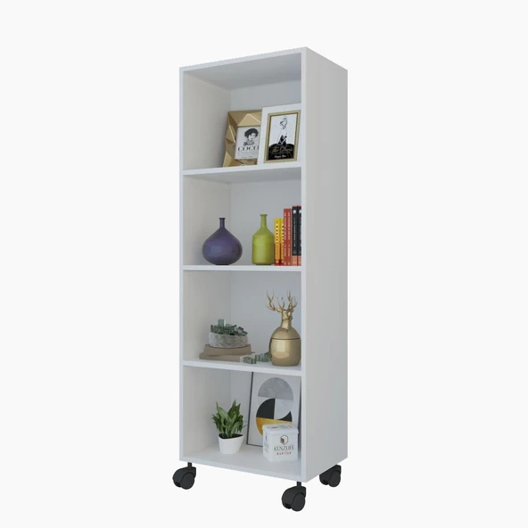 Kenzlife kitaplık beril 128*040*020 byz tekerlekli mutfak dolabı banyo ofis ayakkabılık kiler