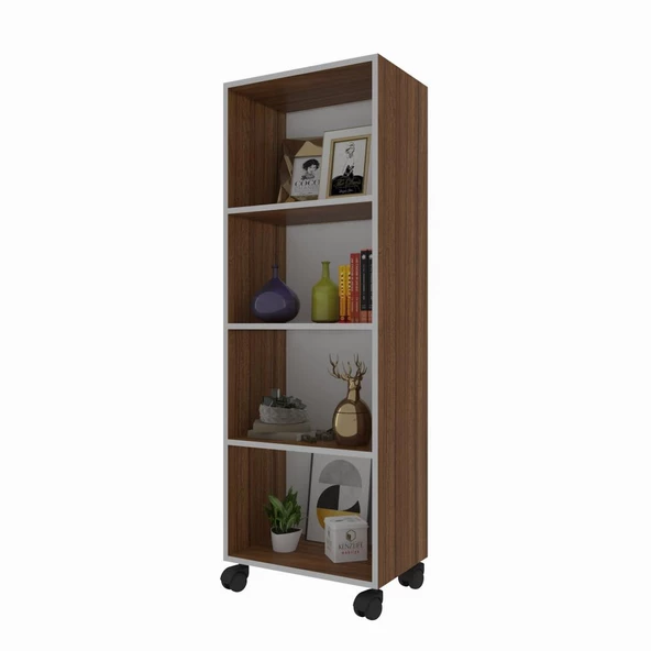 Kenzlife kitaplık beril 128*060*020 cvz tekerlekli mutfak dolabı banyo ofis ayakkabılık kiler ürün görseli