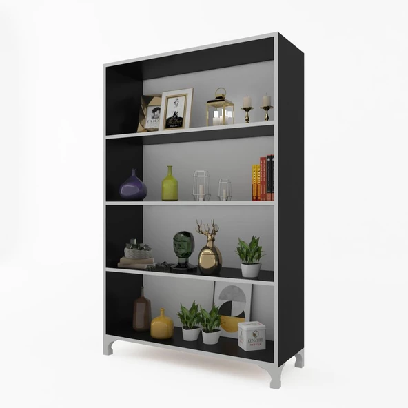 Kenzlife kitaplık tuğçe 128*090*020 gri ayaklı mutfak dolabı banyo ofis ayakkabılık kiler ürün görseli