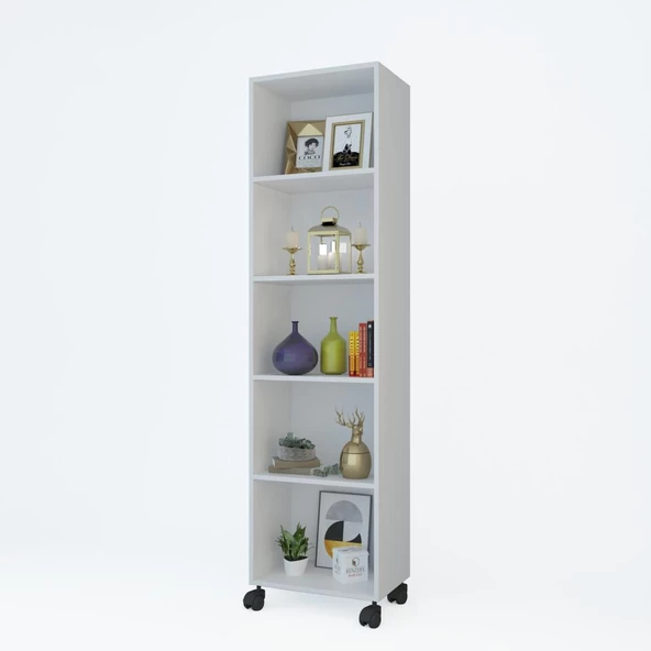 Kenzlife kitaplık beril 168*060*020 byz tekerlekli mutfak dolabı banyo ofis ayakkabılık kiler - 1